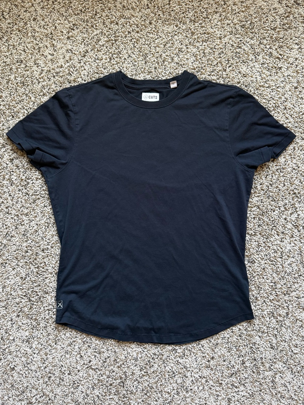 Cuts Clothing Men's AO Curve-Hem Short Sleeve Crew Tee Black Size Large